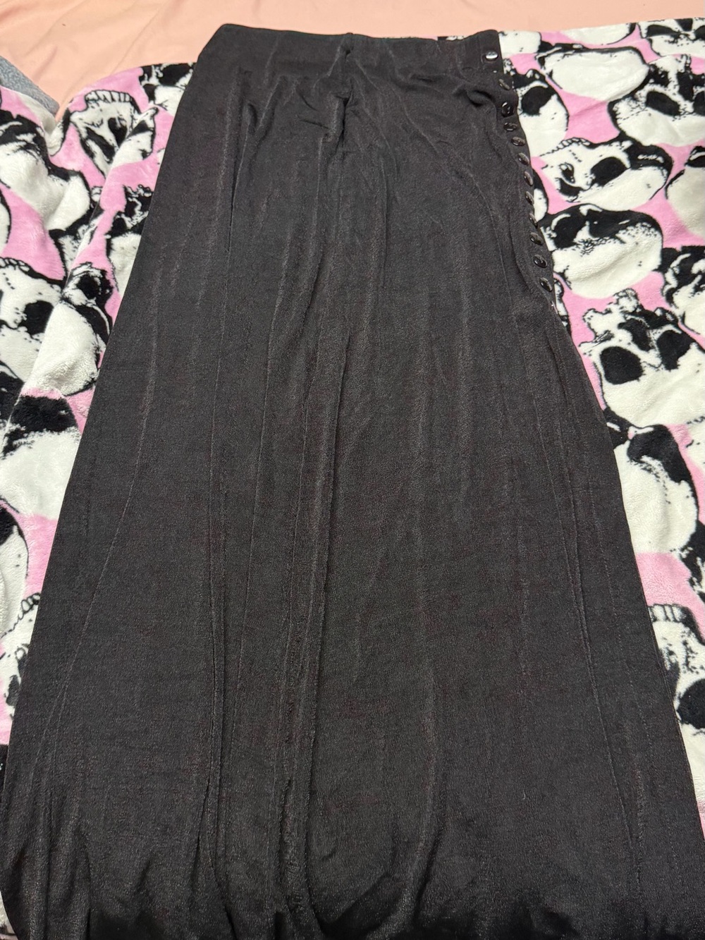 Source Unknown Black Maxi Skirt with Side Button Placket